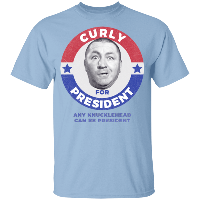 Three Stooges Curly For President Youth Size 100% Cotton T-Shirt