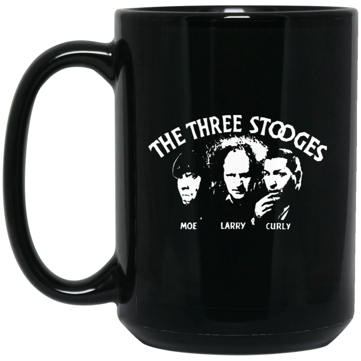 Three Stooges Classic Opening Credits 15 Oz. Black Mug