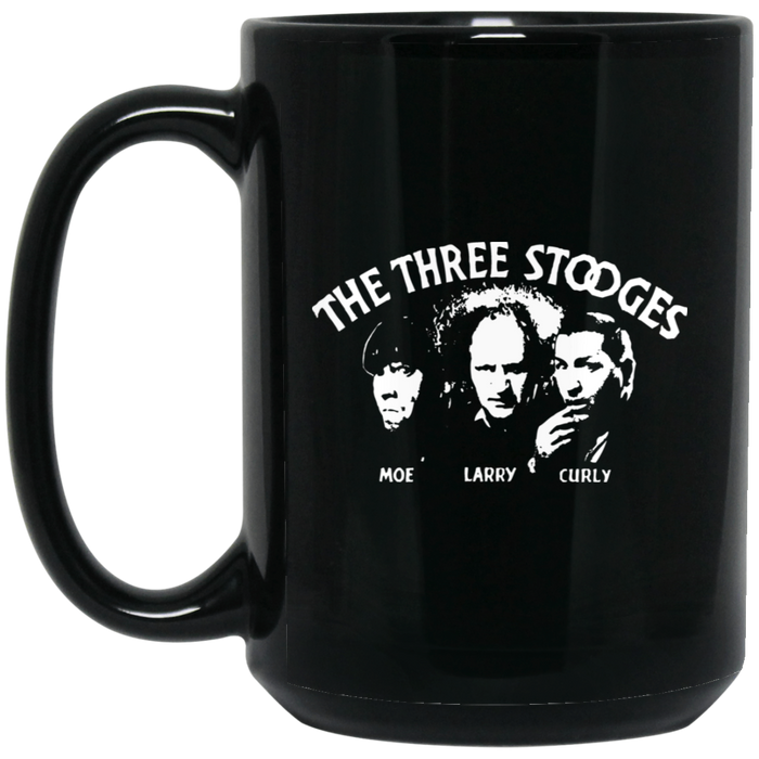 Three Stooges Classic Opening Credits 15 Oz. Black Mug
