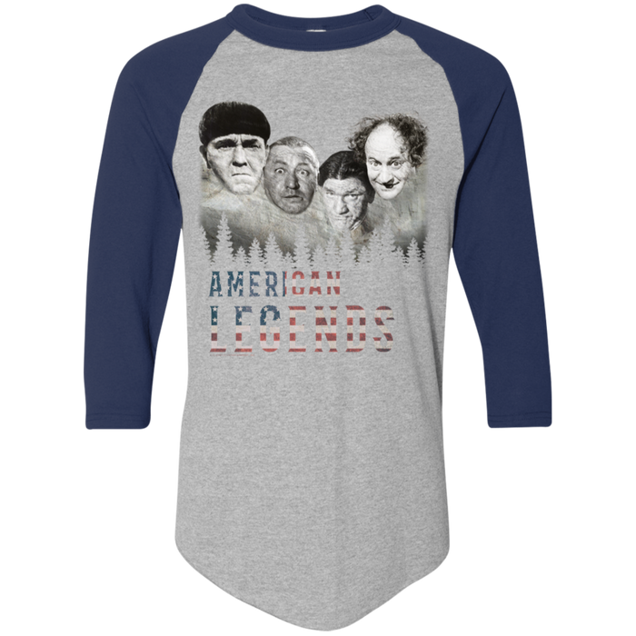 Three Stooges American Legends Colorblock Raglan 3/4 Sleeve T-Shirt