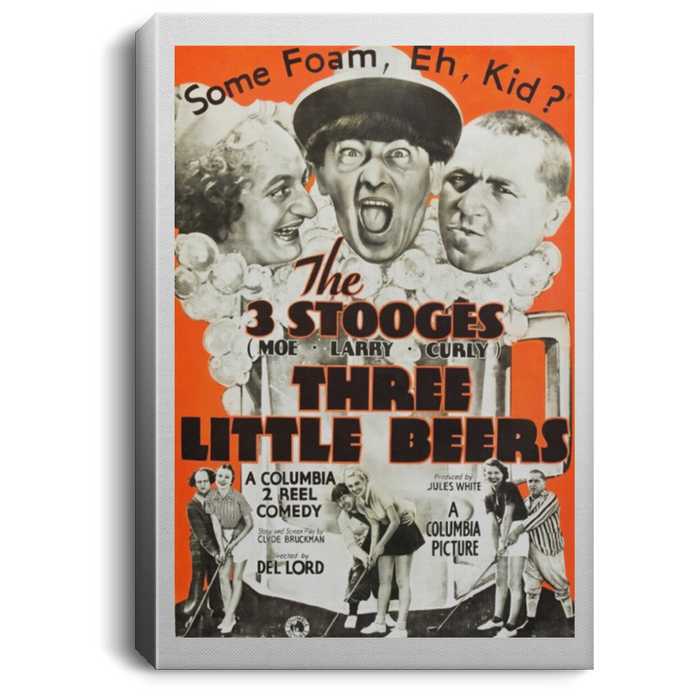 Three Stooges Three Little Beers Lobby Card Portrait Canvas .75In Frame