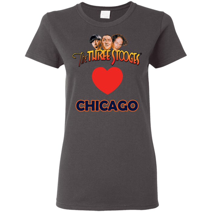 Three Stooges Love Chicago Ladies Heart T-Shirt