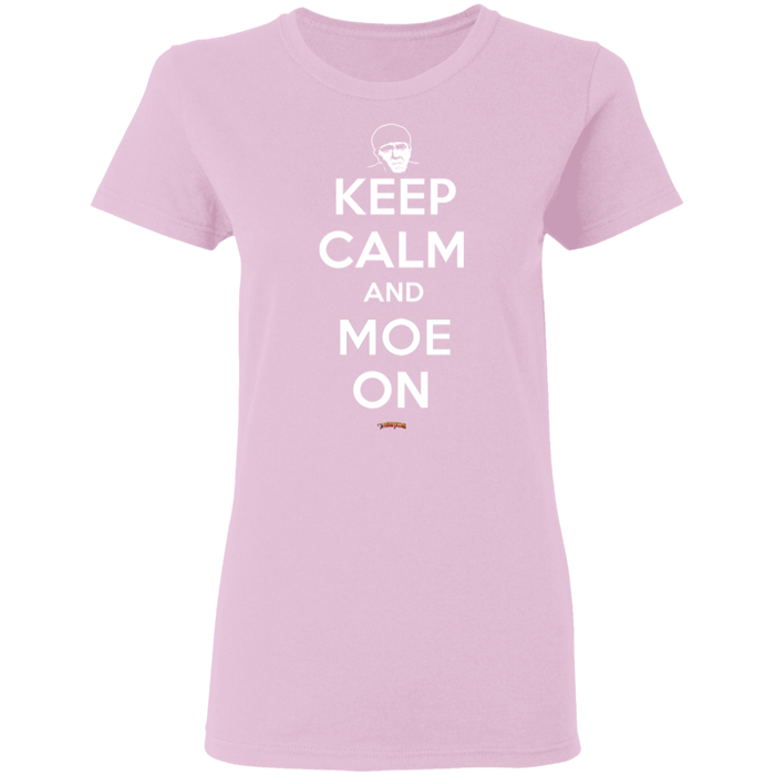 Three Stooges Keep Calm And Moe On Ladies' T-Shirt