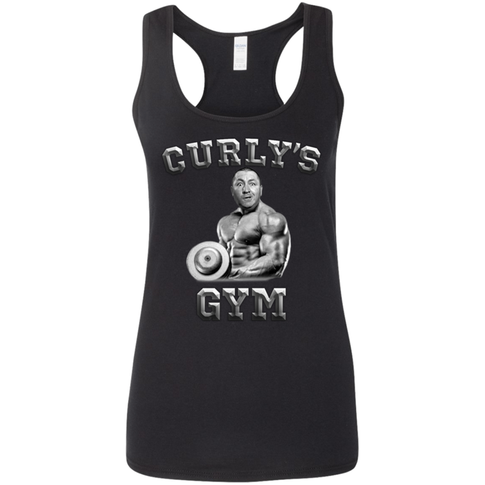 Three Stooges Curly's Gym Ladies' Softstyle Racerback Tank Top