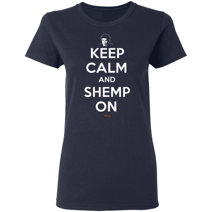 Three Stooges Keep Calm And Shemp On Ladies' T-Shirt