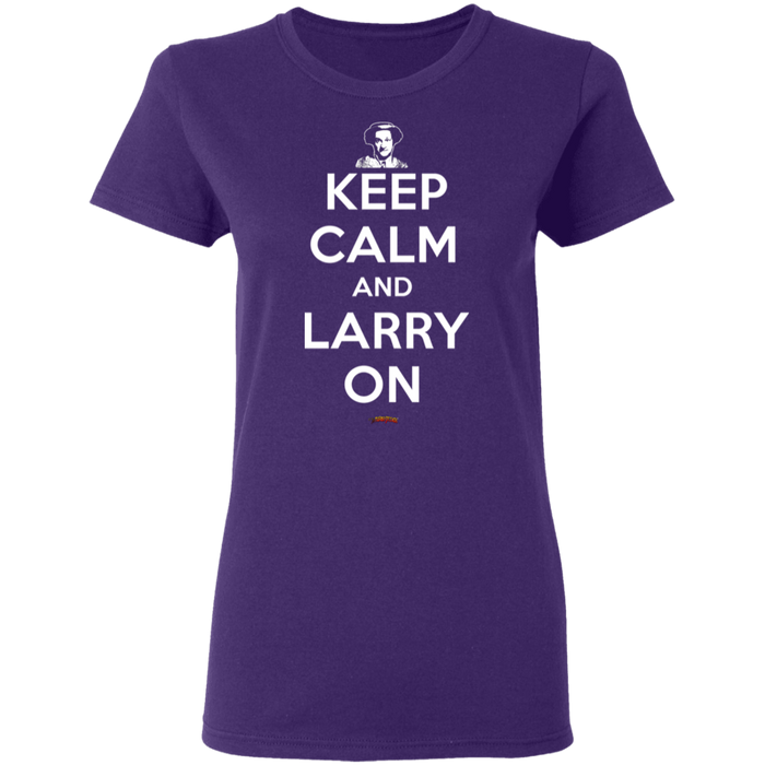 Three Stooges Keep Calm And Larry On Ladies' T-Shirt