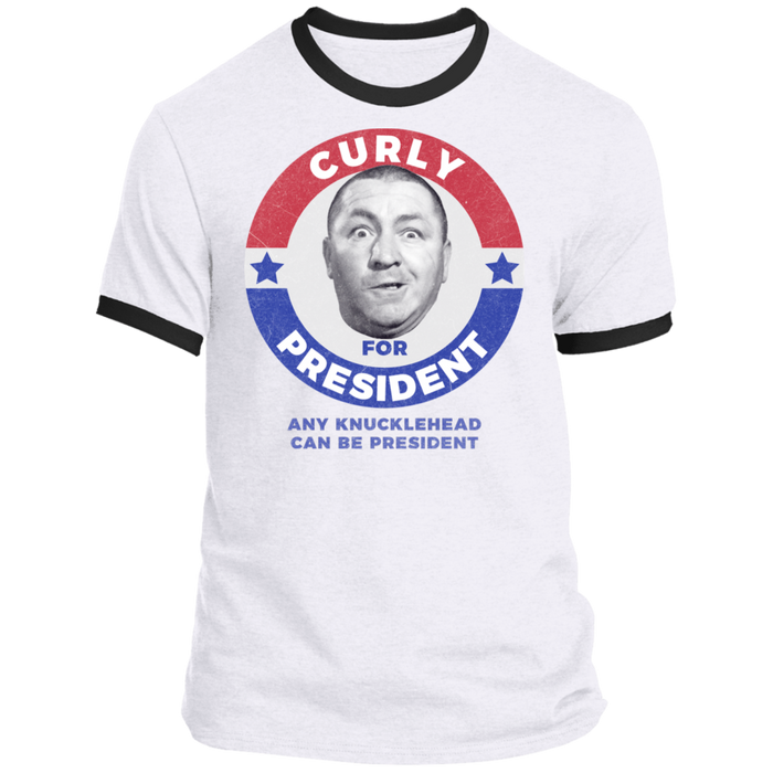 Three Stooges Curly For President Ringer T-Shirt