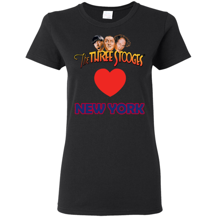 Three Stooges Love New York Ladies Heart T-Shirt