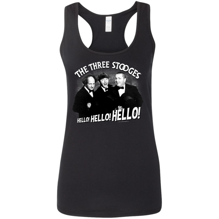 Three Stooges Hello Hello Hello Ladies' Softstyle Racerback Tank Top