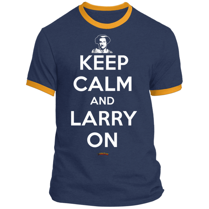 Three Stooges Keep Calm And Larry On Ringer Tee Shirt