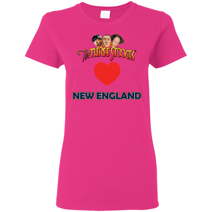 Three Stooges Love New England Ladies Heart T-Shirt
