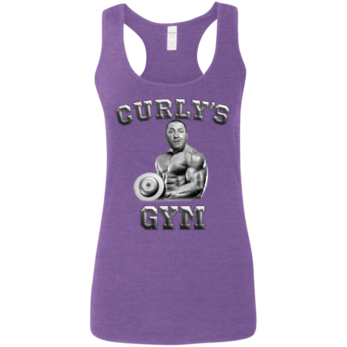 Three Stooges Curly's Gym Ladies' Softstyle Racerback Tank Top