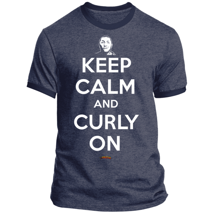 Three Stooges Keep Calm And Curly On Ringer Tee Shirt