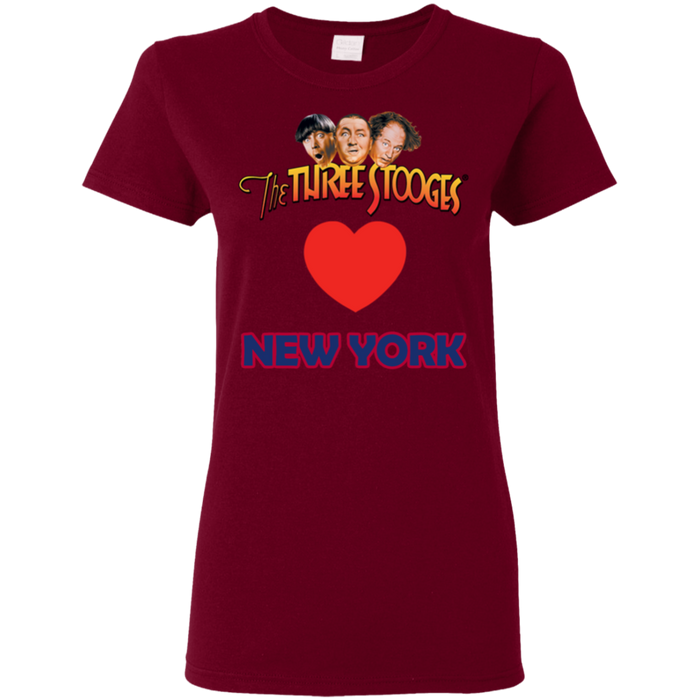 Three Stooges Love New York Ladies Heart T-Shirt