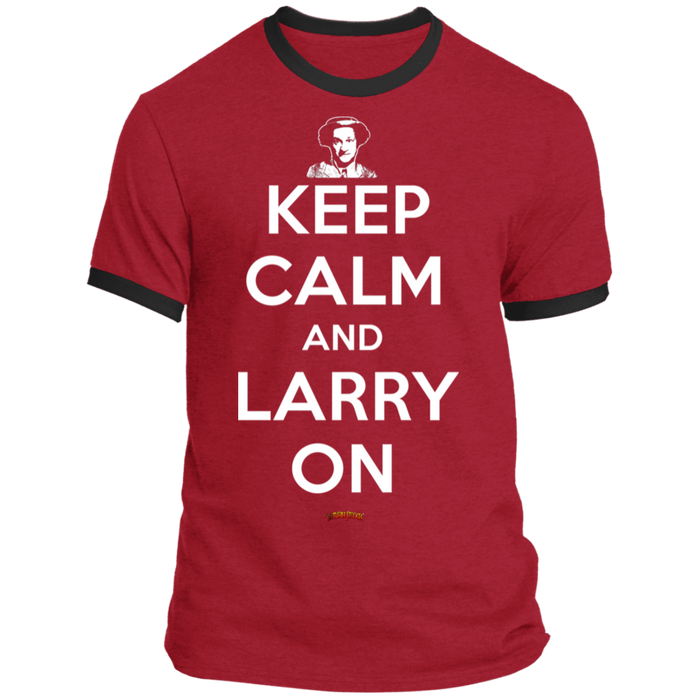 Three Stooges Keep Calm And Larry On Ringer Tee Shirt