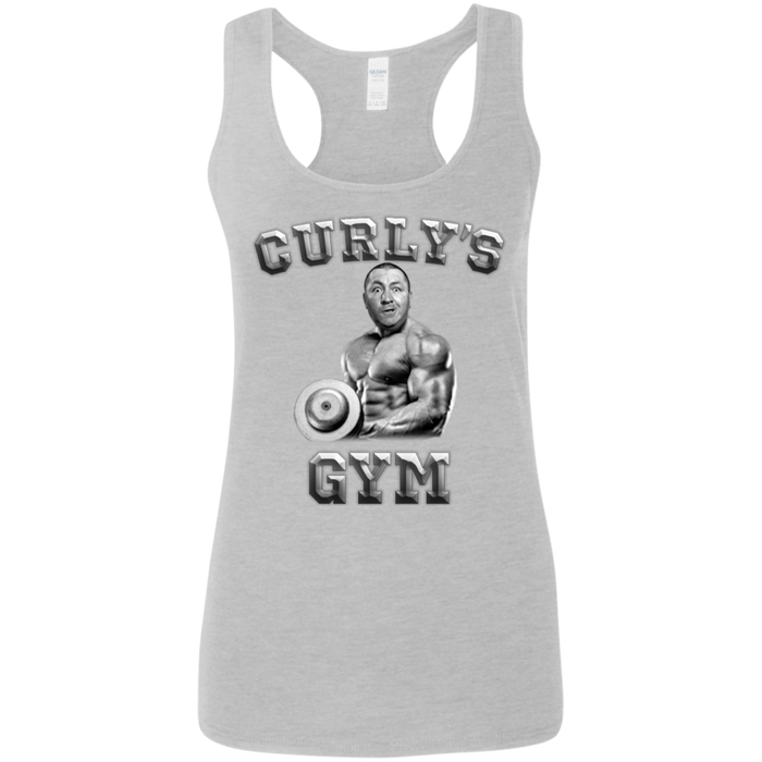 Three Stooges Curly's Gym Ladies' Softstyle Racerback Tank Top