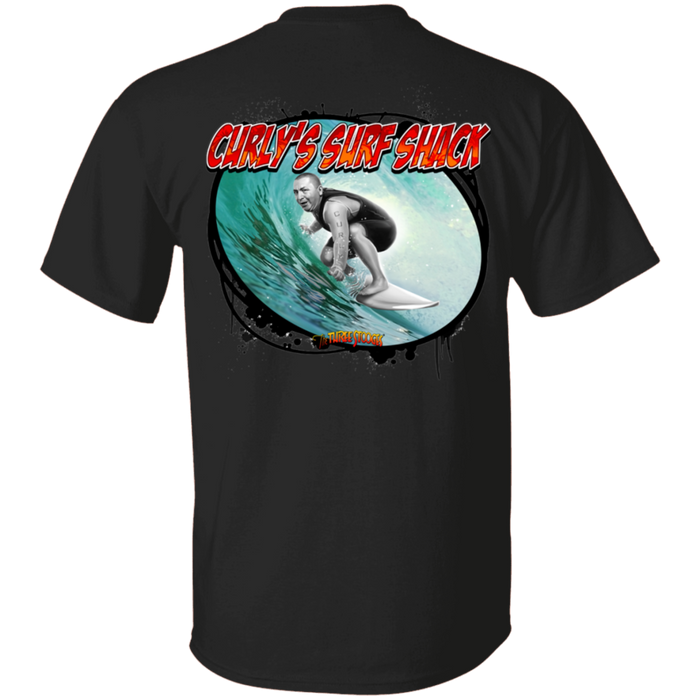 Three Stooges Curly Surf Shack T-Shirt Back Design