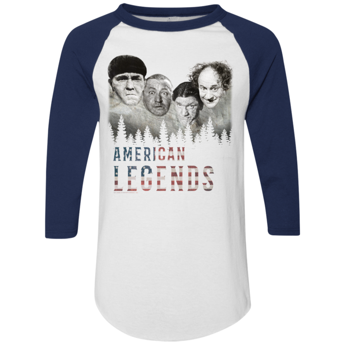 Three Stooges American Legends Colorblock Raglan 3/4 Sleeve T-Shirt
