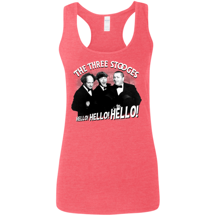 Three Stooges Hello Hello Hello Ladies' Softstyle Racerback Tank Top