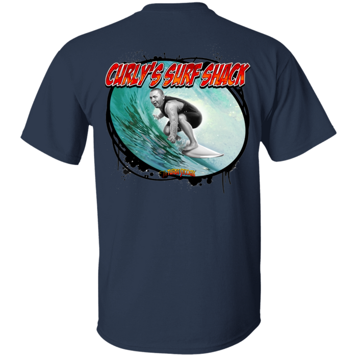 Three Stooges Curly Surf Shack T-Shirt Back Design