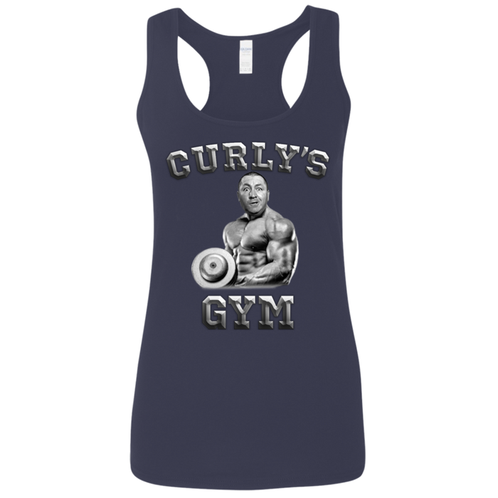 Three Stooges Curly's Gym Ladies' Softstyle Racerback Tank Top