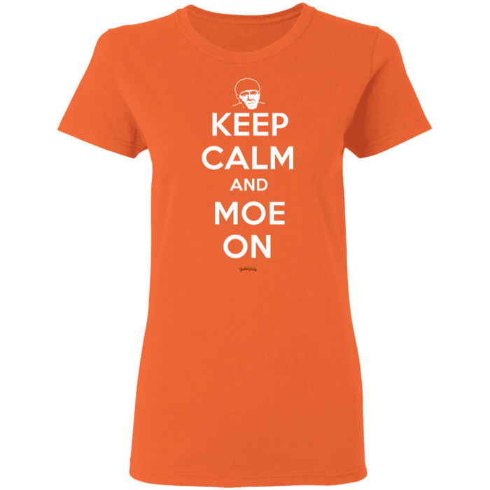 Three Stooges Keep Calm And Moe On Ladies' T-Shirt