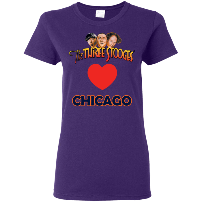 Three Stooges Love Chicago Ladies Heart T-Shirt