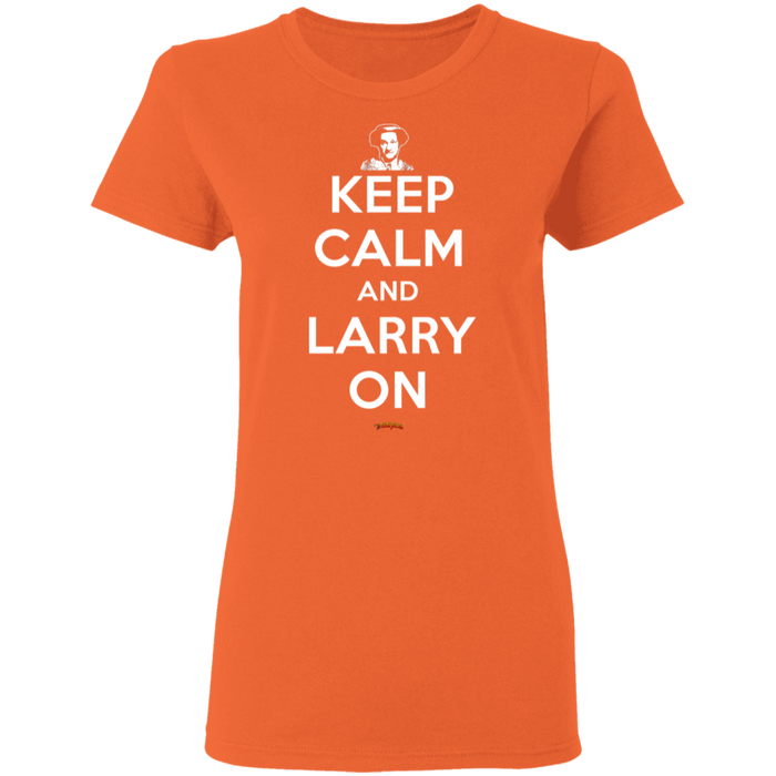 Three Stooges Keep Calm And Larry On Ladies' T-Shirt