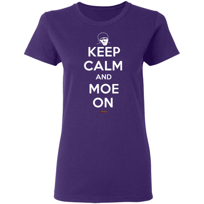 Three Stooges Keep Calm And Moe On Ladies' T-Shirt