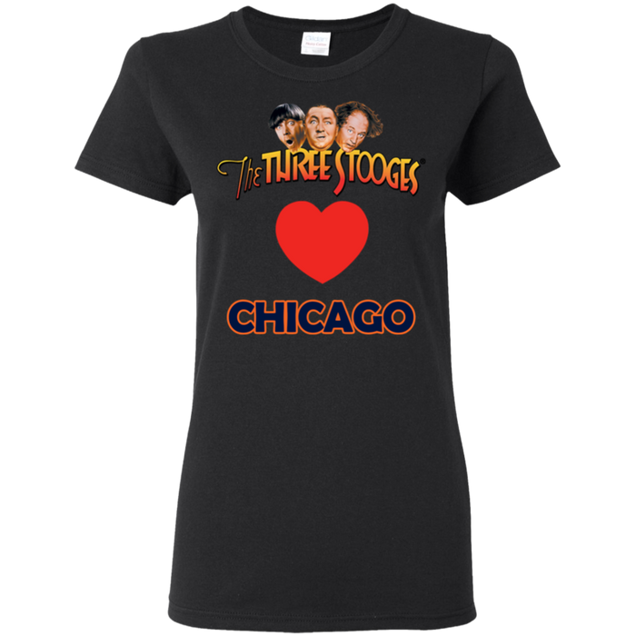 Three Stooges Love Chicago Ladies Heart T-Shirt