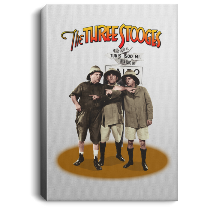 Three Stooges Safari Pointing Portrait Canvas .75In Frame