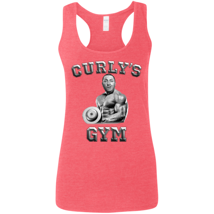 Three Stooges Curly's Gym Ladies' Softstyle Racerback Tank Top