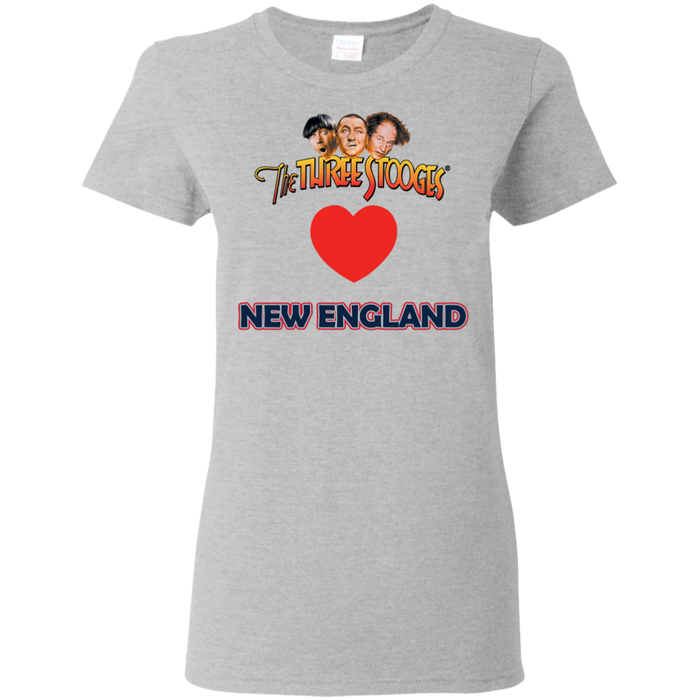 Three Stooges Love New England Ladies Heart T-Shirt