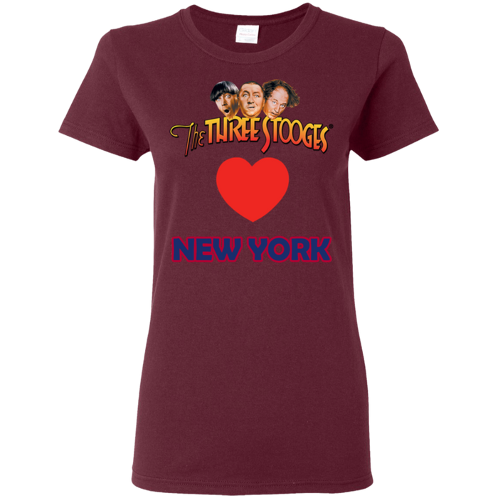 Three Stooges Love New York Ladies Heart T-Shirt