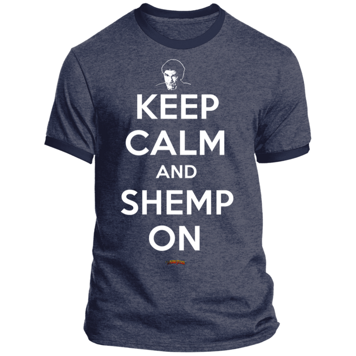 Three Stooges Keep Calm And Shemp On Ringer Tee Shirt