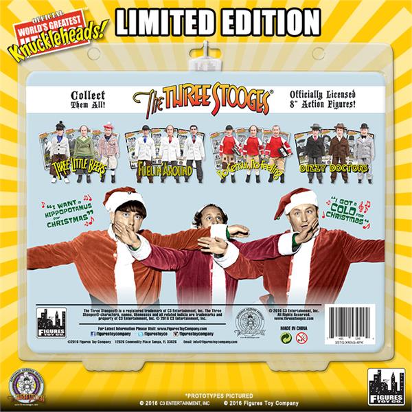 Three Stooges Action Figures - Santa Suits - Moe, Larry, Curly, & Santa