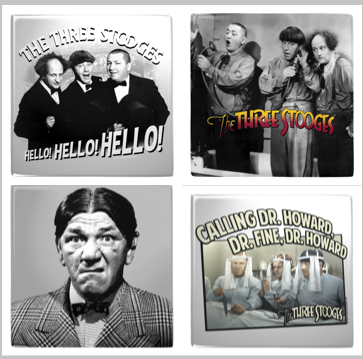 Three Stooges 4 Pack Metal Magnets - 4 Different Designs