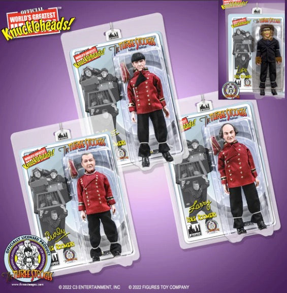 Three Stooges Idle Roomers Bellhops With Lupe The Wolfman Action Figures - Set Of 4