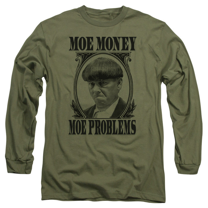 Three Stooges Long Sleeve Shirt: Moe Money - Military Green