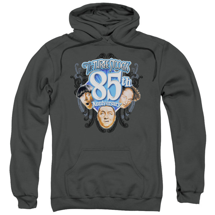Three Stooges/85th Anniversary 2-Adult Pull-Over Hoodie-Charcoal