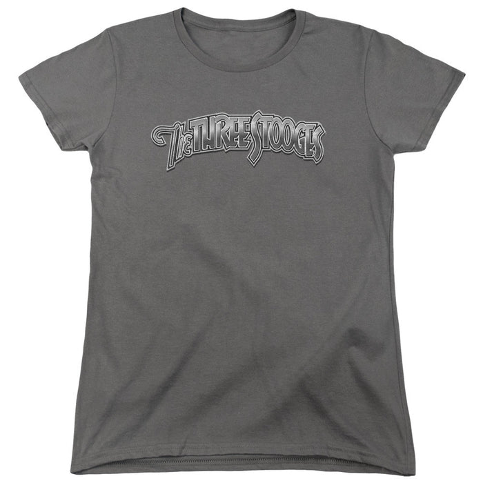 Three Stooges/Metallic Logo - Women's Short Sleeve  - Charcoal
