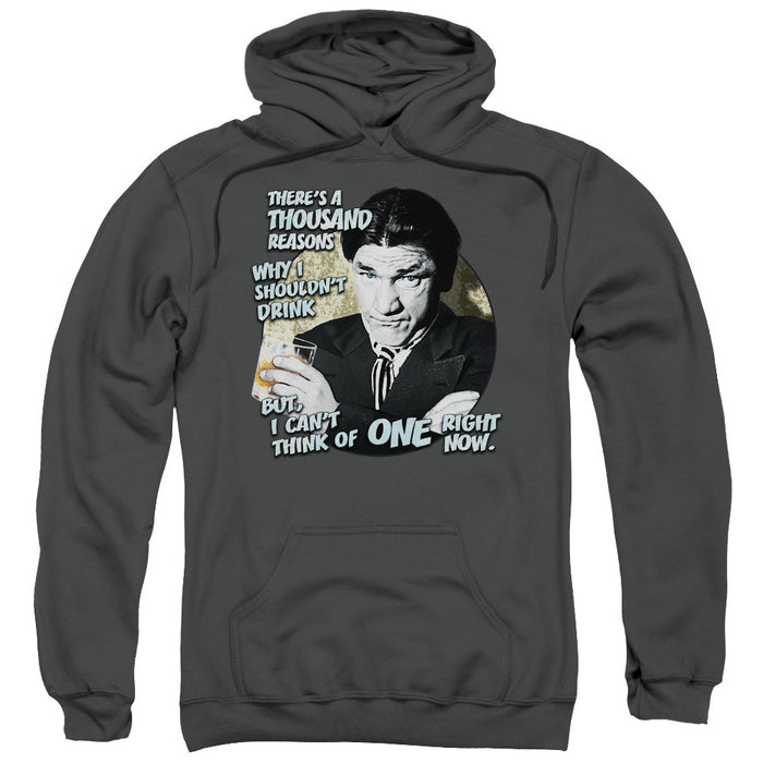 Three Stooges/Drink-Adult Pull-Over Hoodie-Charcoal