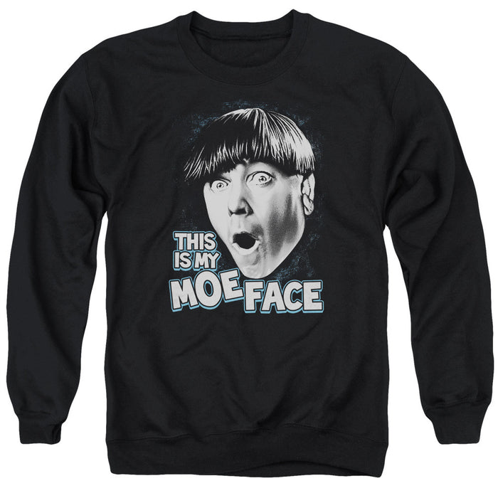 Three Stooges/Moe Face - Adult Crewneck Sweatshirt - Black