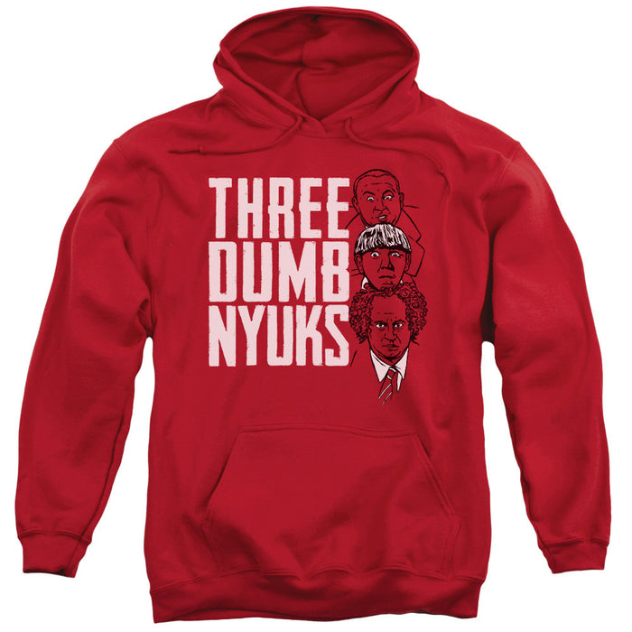 Three Stooges/Three Dumb Nyuks-Adult Pull-Over Hoodie-Red