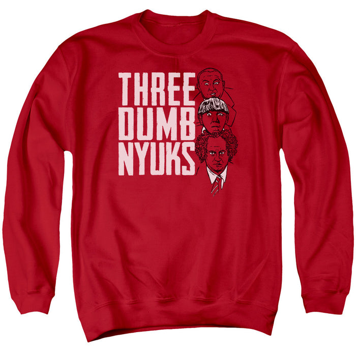 Three Stooges/Three Dumb Nyuks - Adult Crewneck Sweatshirt - Red