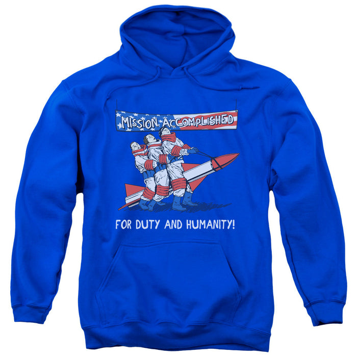 Three Stooges/Mission Accomplished-Adult Pull-Over Hoodie-Royal Blue