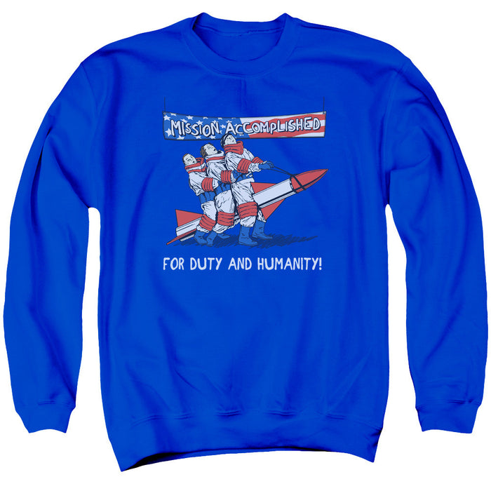 Three Stooges/Mission Accomplished - Adult Crewneck Sweatshirt - Royal Blue