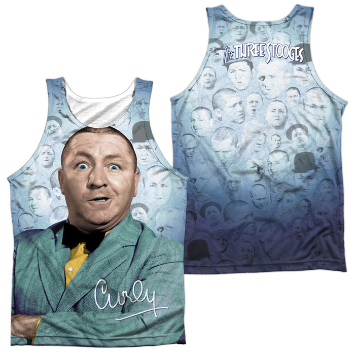 Three Stooges Curly Heads All Over Front & Back Print Tank Top