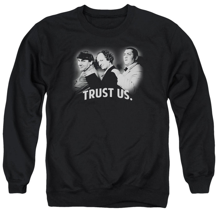 Three Stooges Trust Us - Adult Crewneck Sweatshirt - Black