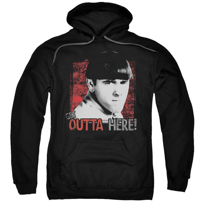Three Stooges/Get Outta Here-Adult Pull-Over Hoodie-Black